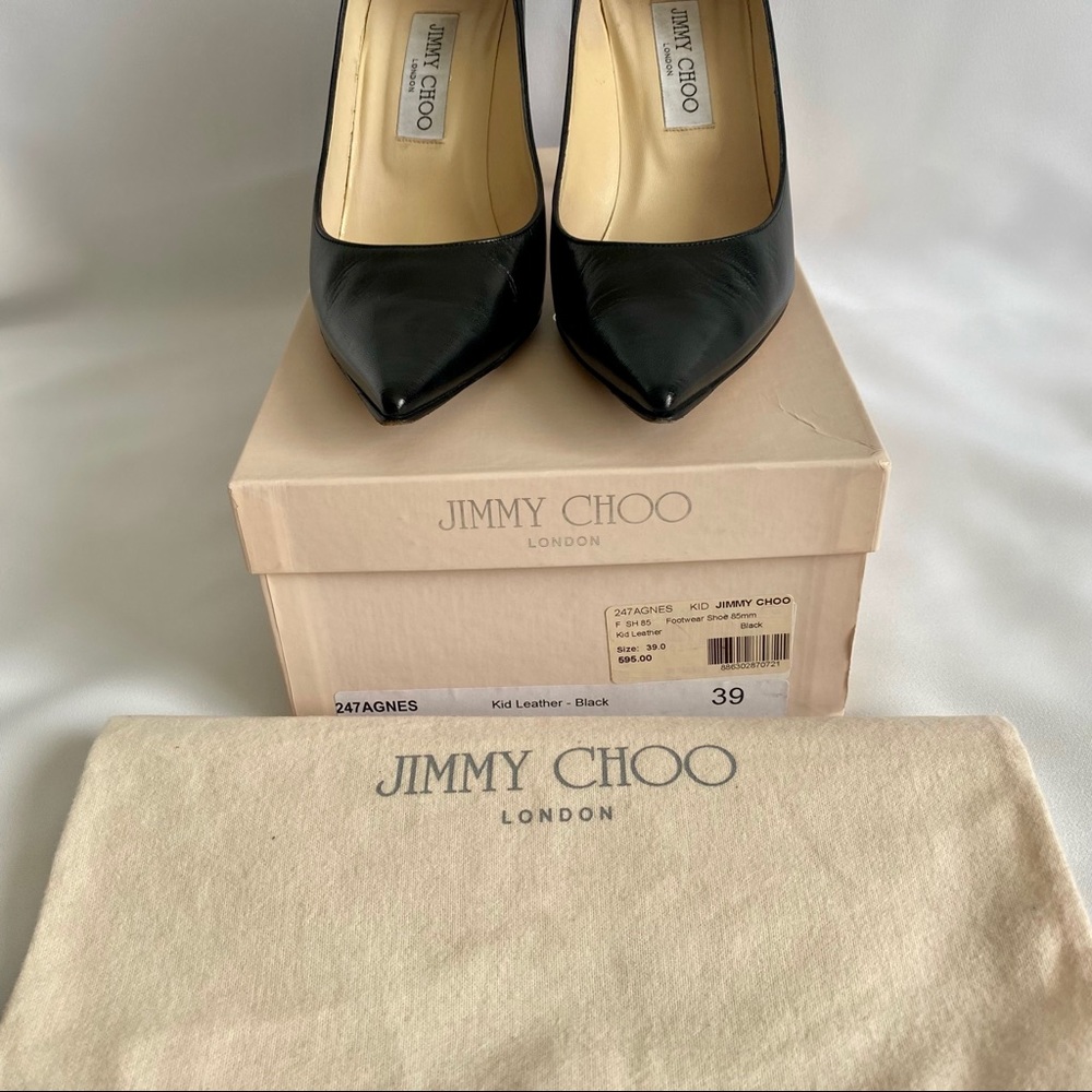 Jimmy Choo Black Kid Leather Pointy Toe Pump